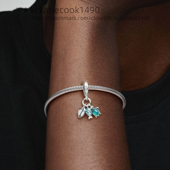 Pandora Fish, Sea Turtle & Conch Triple Dangle Charm - Picture 5 of 6